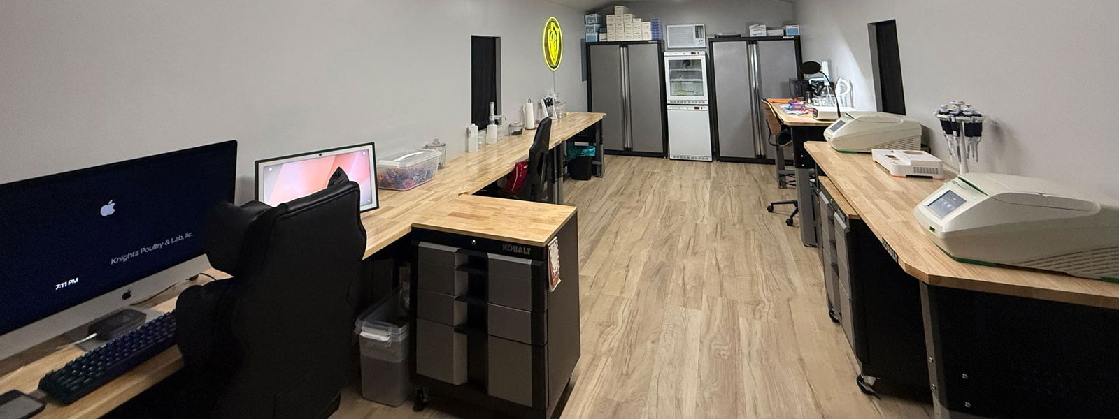 Brittney Knight's professional bird sexing laboratory with equipment including Bento Lab